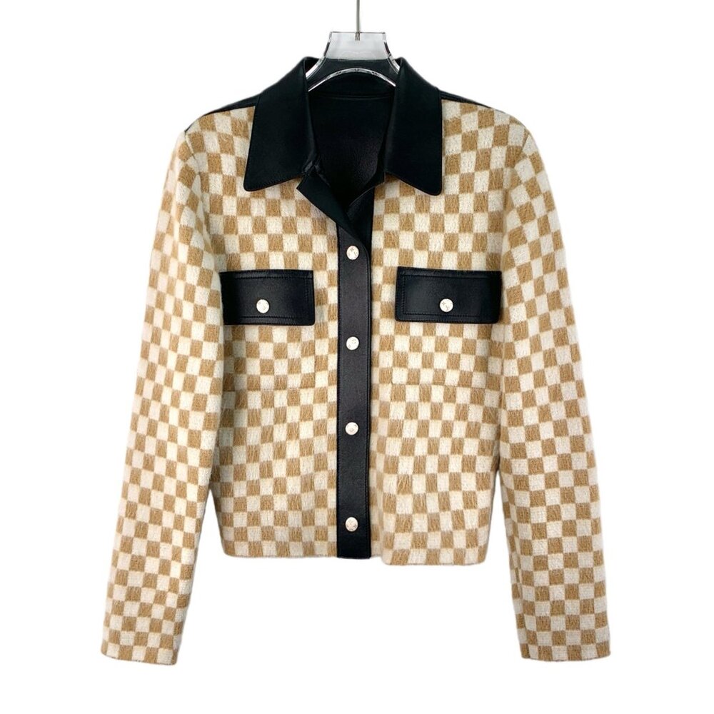Louis Vuitton 2024 Color-block checkered wool single-breasted jacket